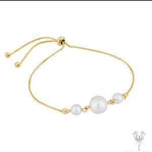 BRACELET 3 PEARLS SWAROVSKI WHITE + GOLD PLATED
